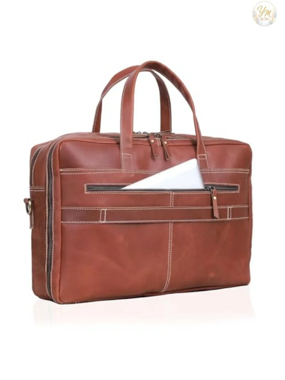 Full Grain Italian Leather Briefcase Men's Handcrafted Laptop Bag Multiple